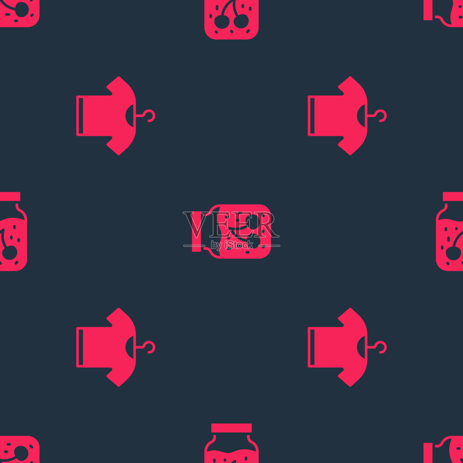 将t恤和果酱罐设置为无缝模式图标素材