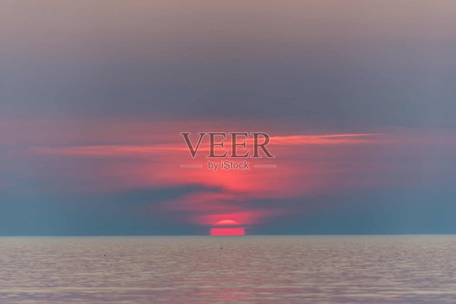 波罗的海的粉色夏日日落照片摄影图片