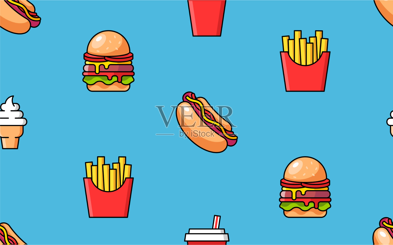 快餐无缝模式插画图片素材