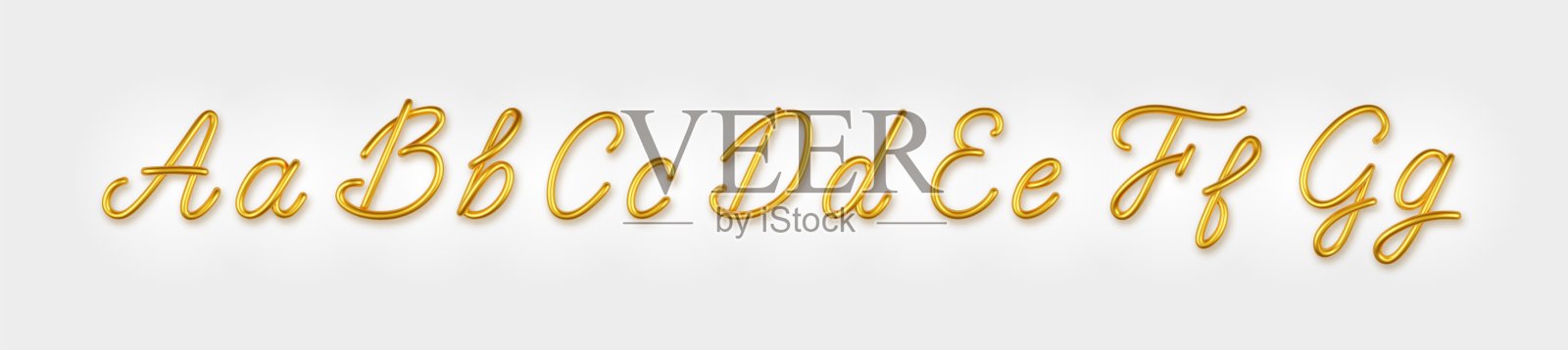 金色3d现实的大写字母和小写字母在一个轻的背景。设计元素图片