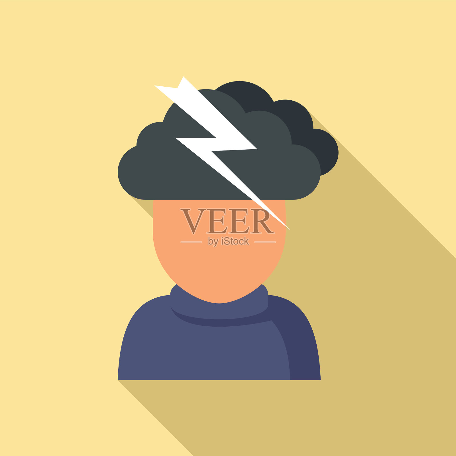 狂怒男人图标扁平风格插画图片素材