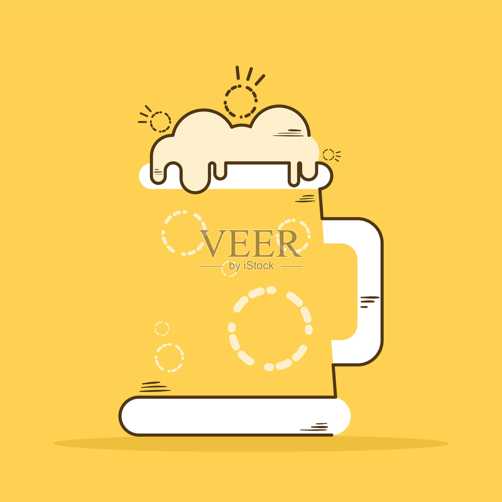 带有泡沫图标的独立啤酒杯插画图片素材