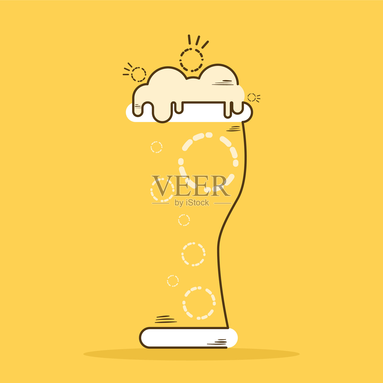 带有泡沫图标的独立啤酒杯插画图片素材