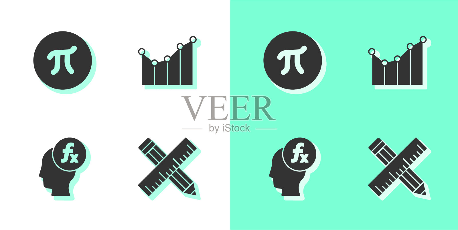 设置划线尺和铅笔PI符号功能图标素材