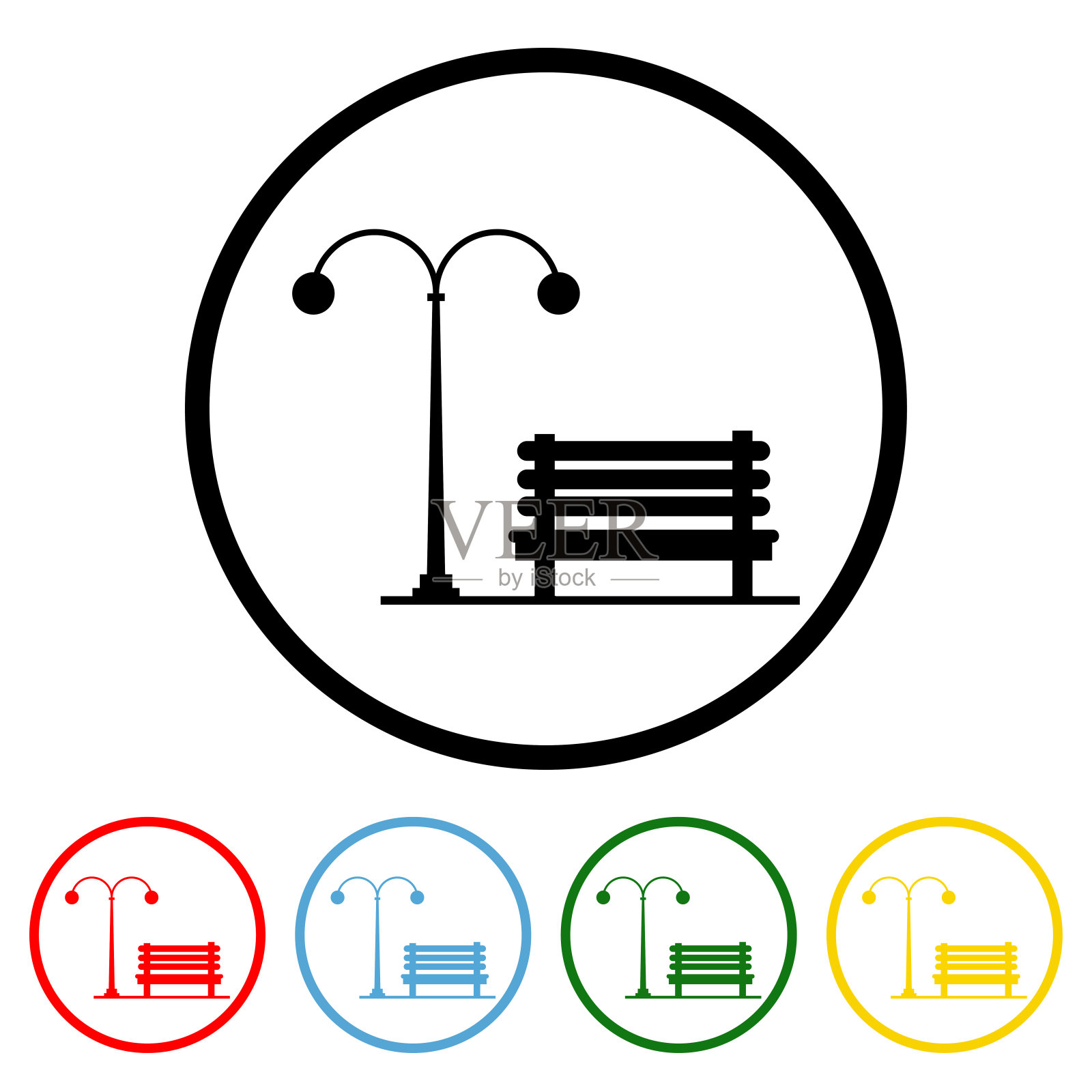 带有颜色变化的公园平面图标插画图片素材