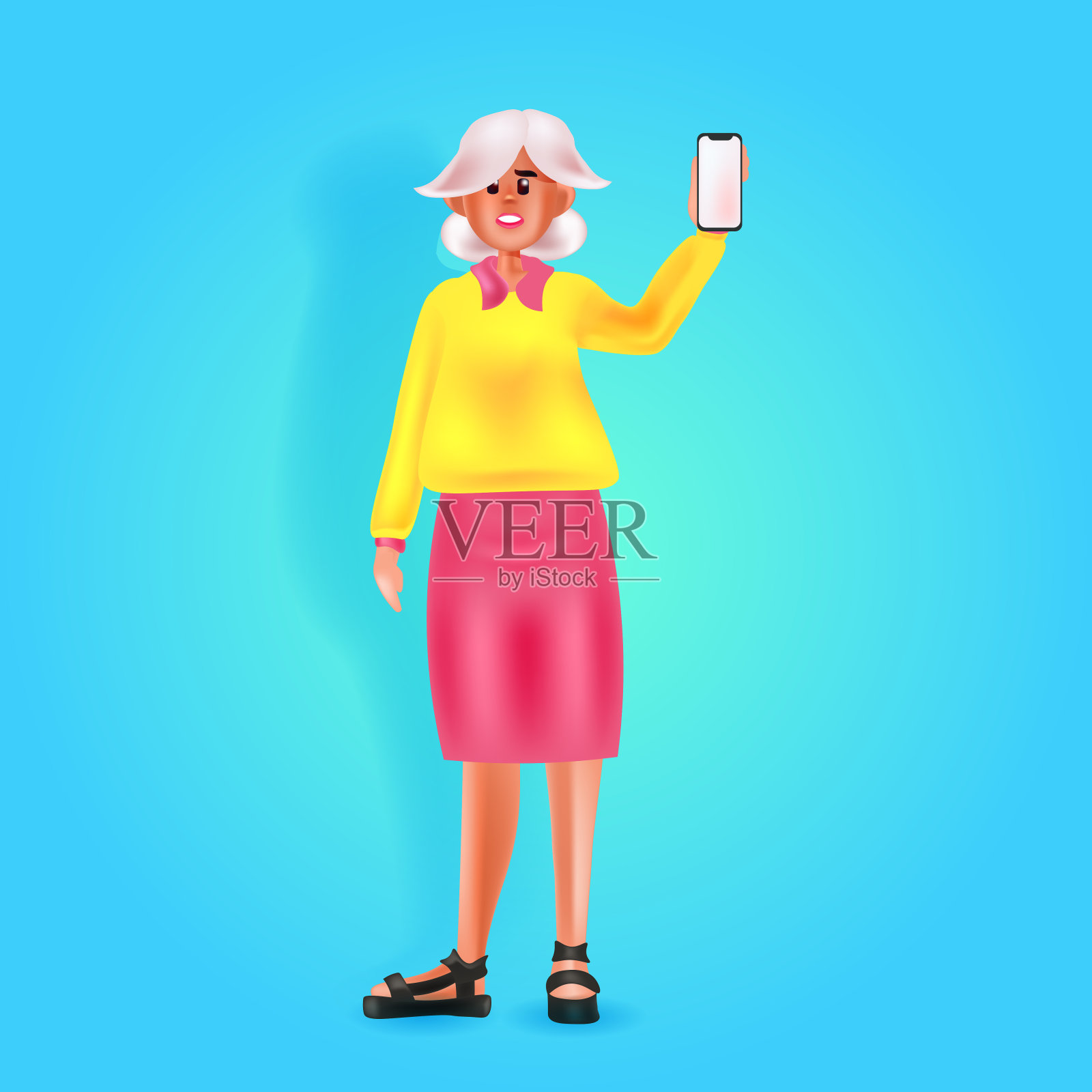 女性利用智能手机社交媒体网络全程在线交流概念插画图片素材