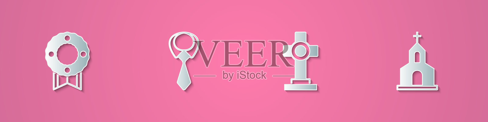 用剪纸制作的花圈系墓图标素材