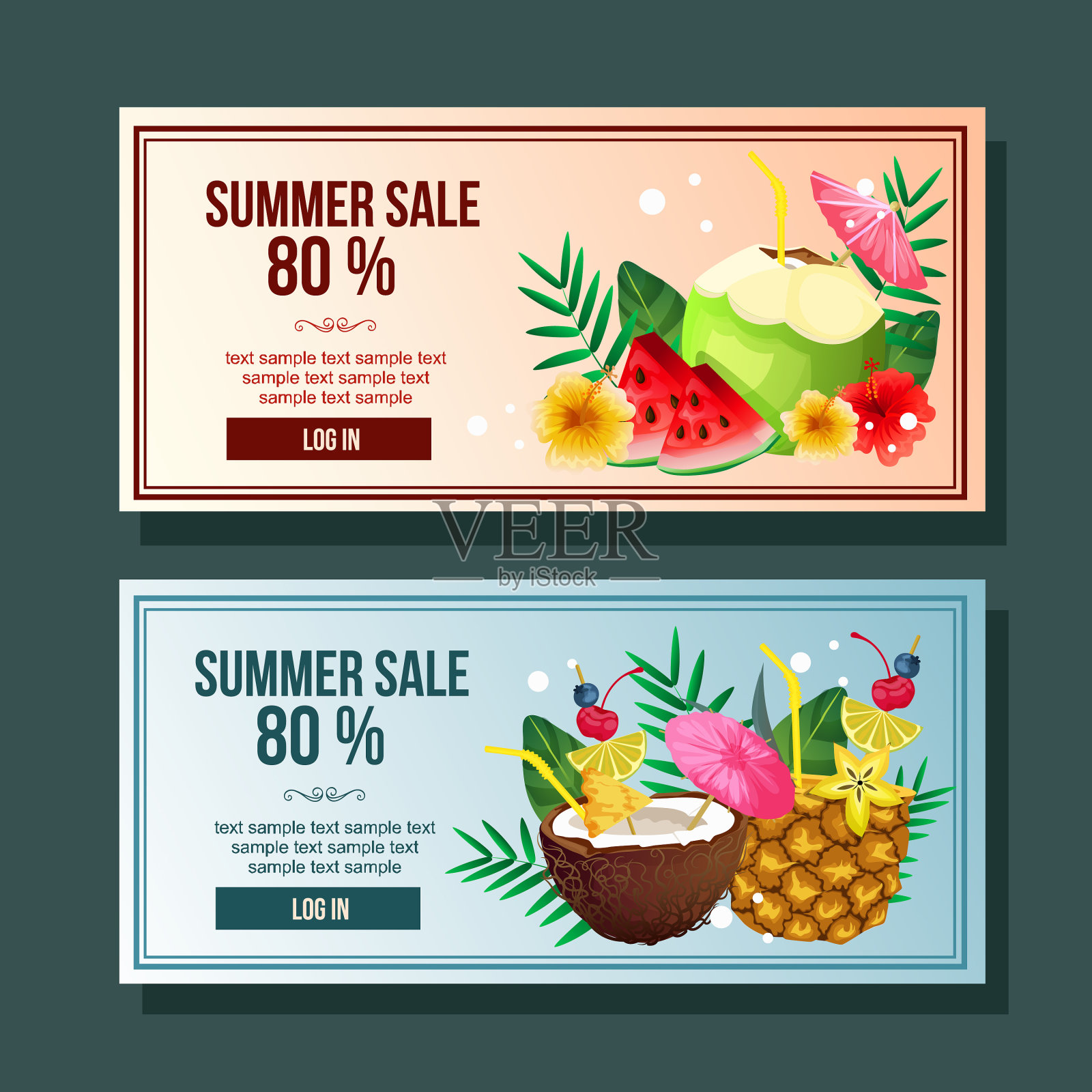 夏季特卖横幅鸡尾酒装饰插画图片素材