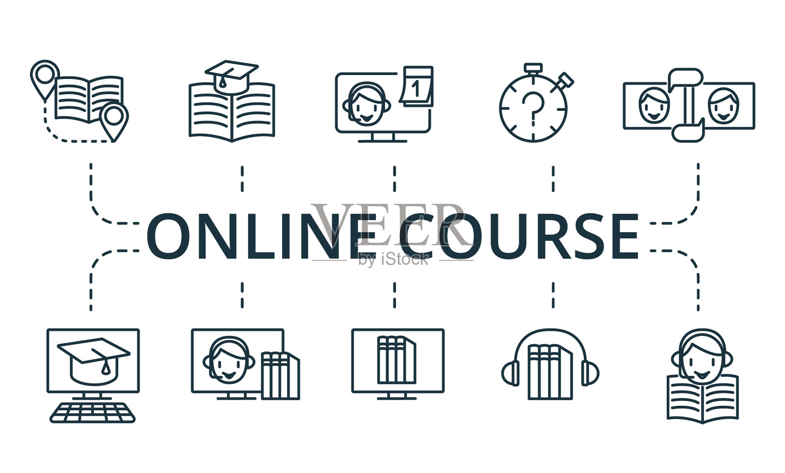 在线课程图标集合包含包图标素材