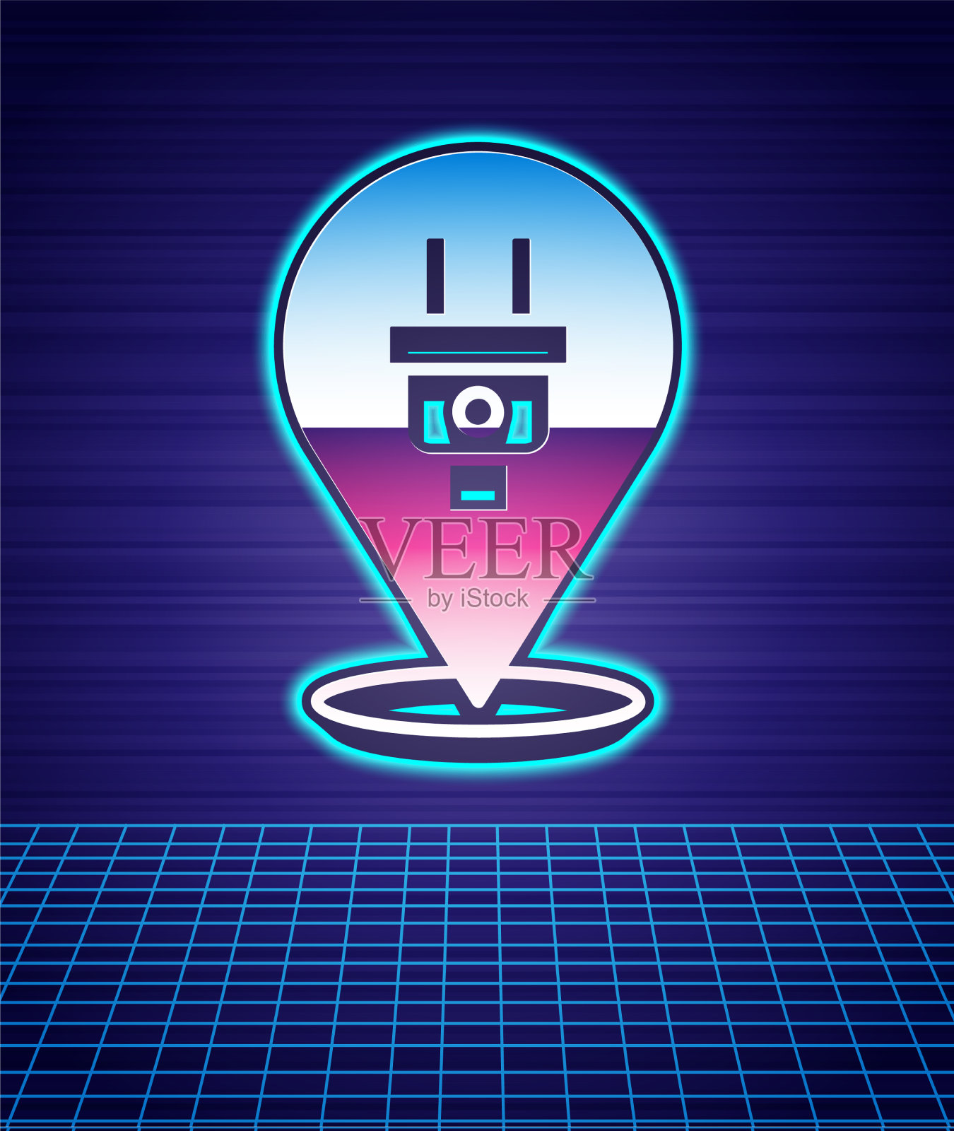 复古风格的电动插头图标孤立的未来插画图片素材