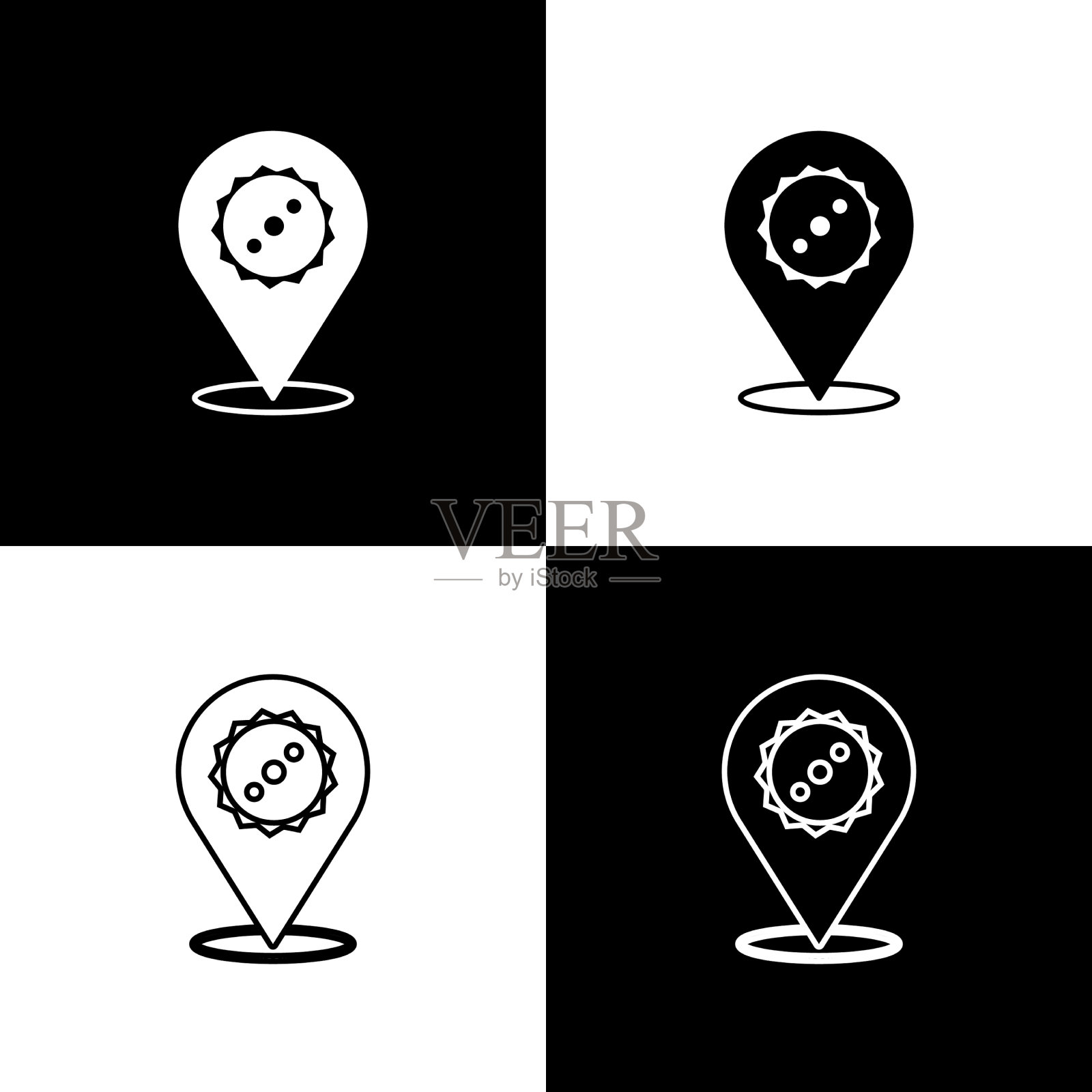 设置圆形锯片图标隔离在黑色和图标素材