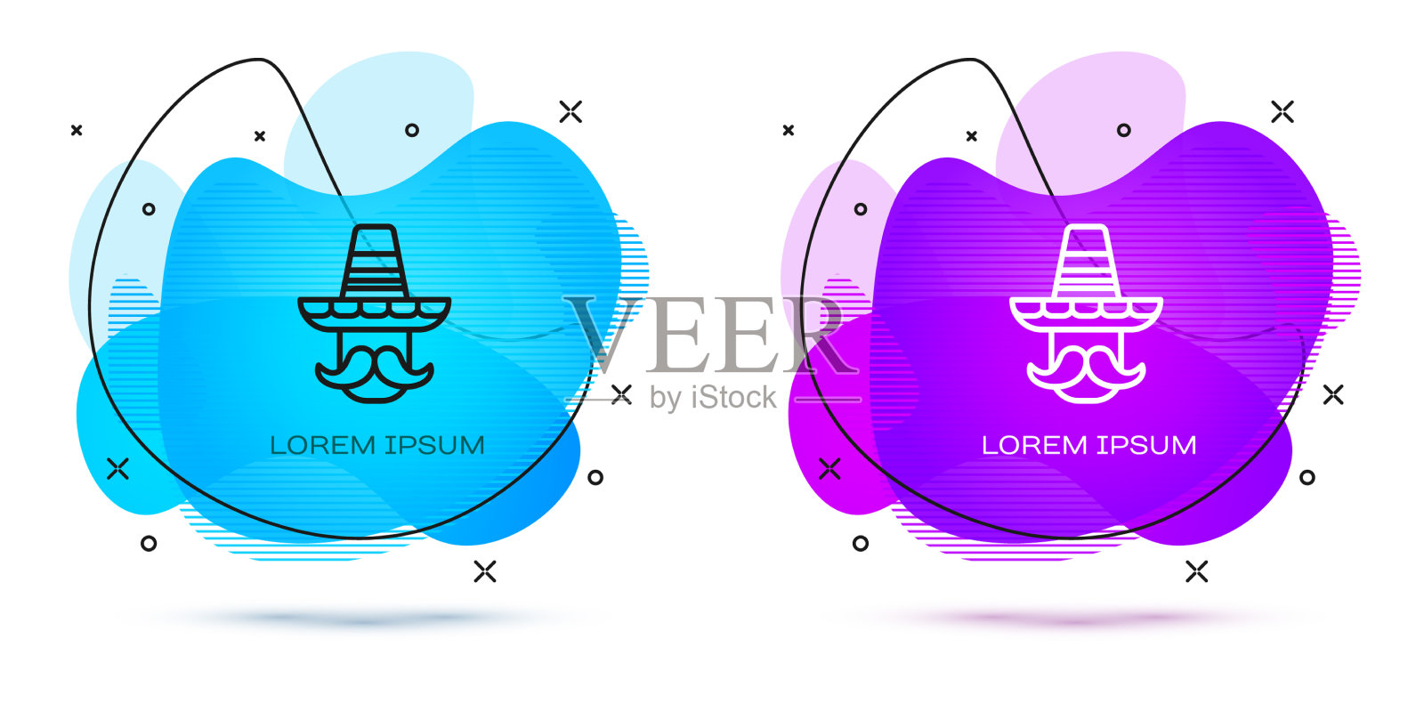 线墨西哥人戴着墨西哥帽icon孤立上插画图片素材