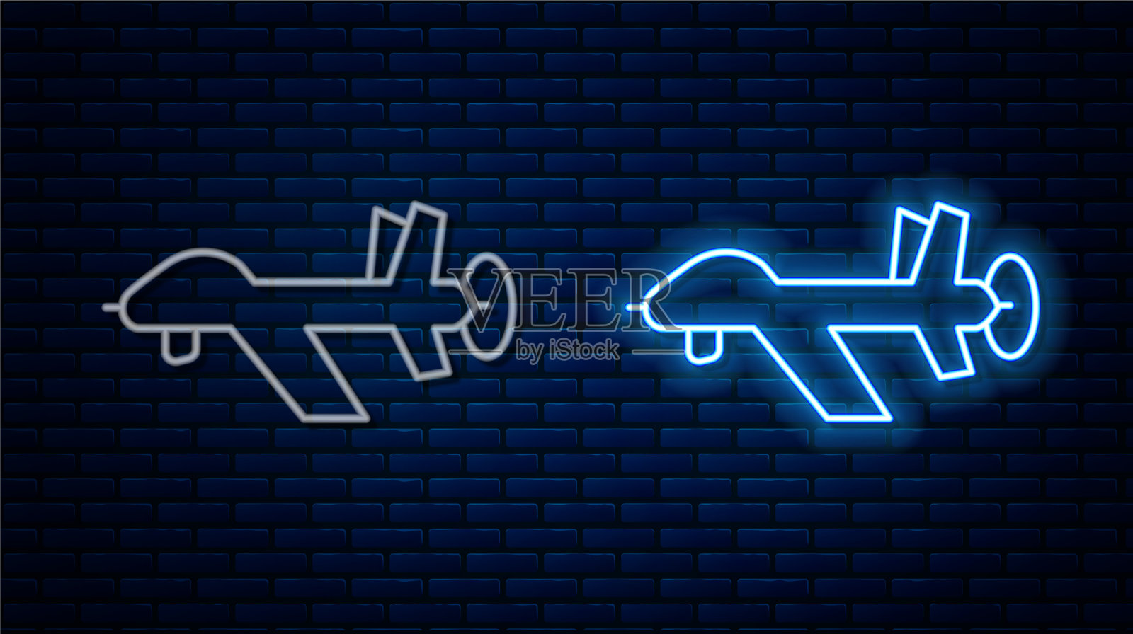 发光的霓虹灯线无人机无人机图标孤立的砖插画图片素材