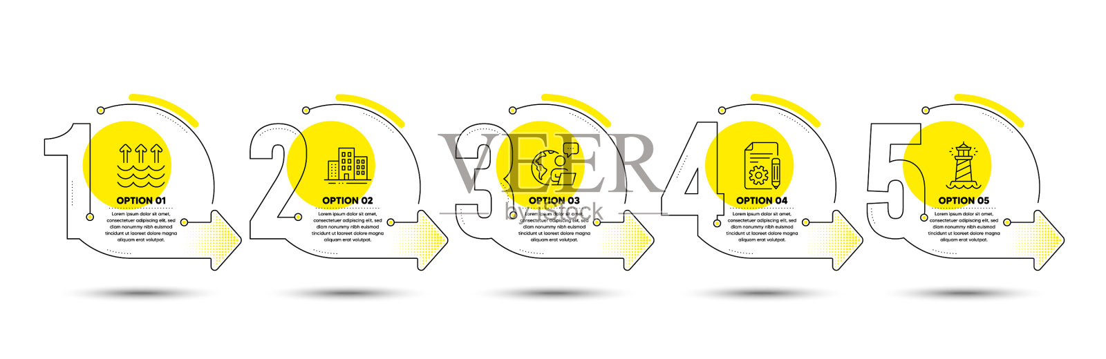 灯塔蒸发和建筑物图标设置设计元素图片