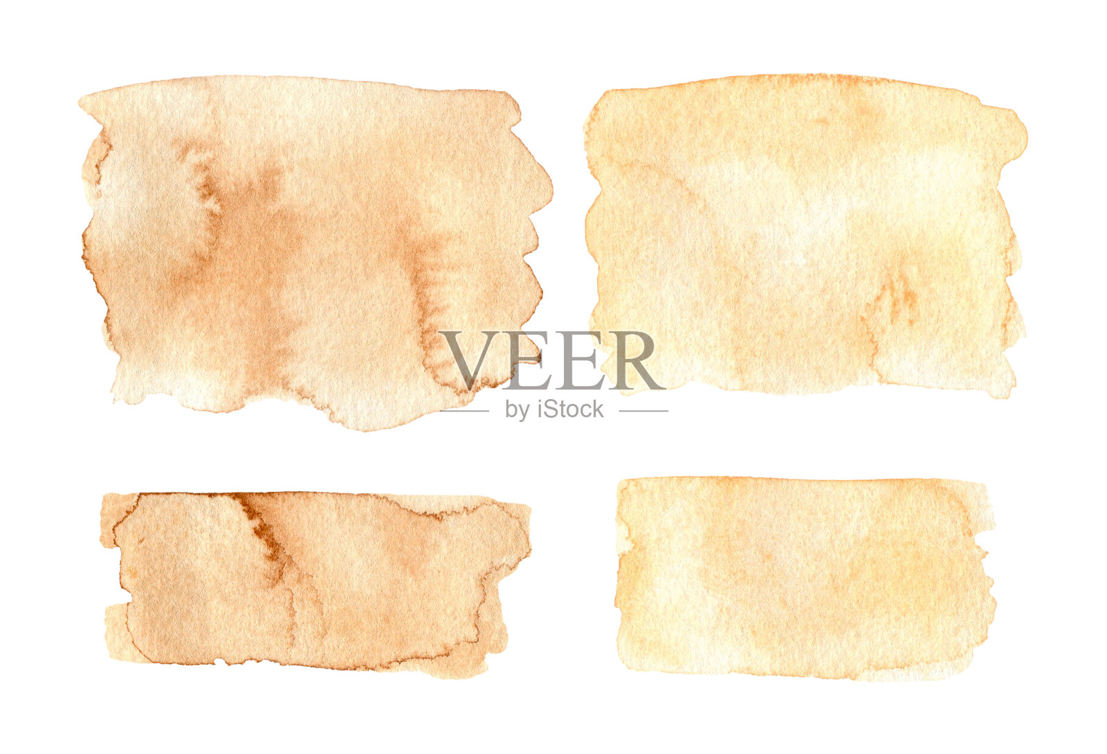 一套棕色水彩污渍插画图片素材