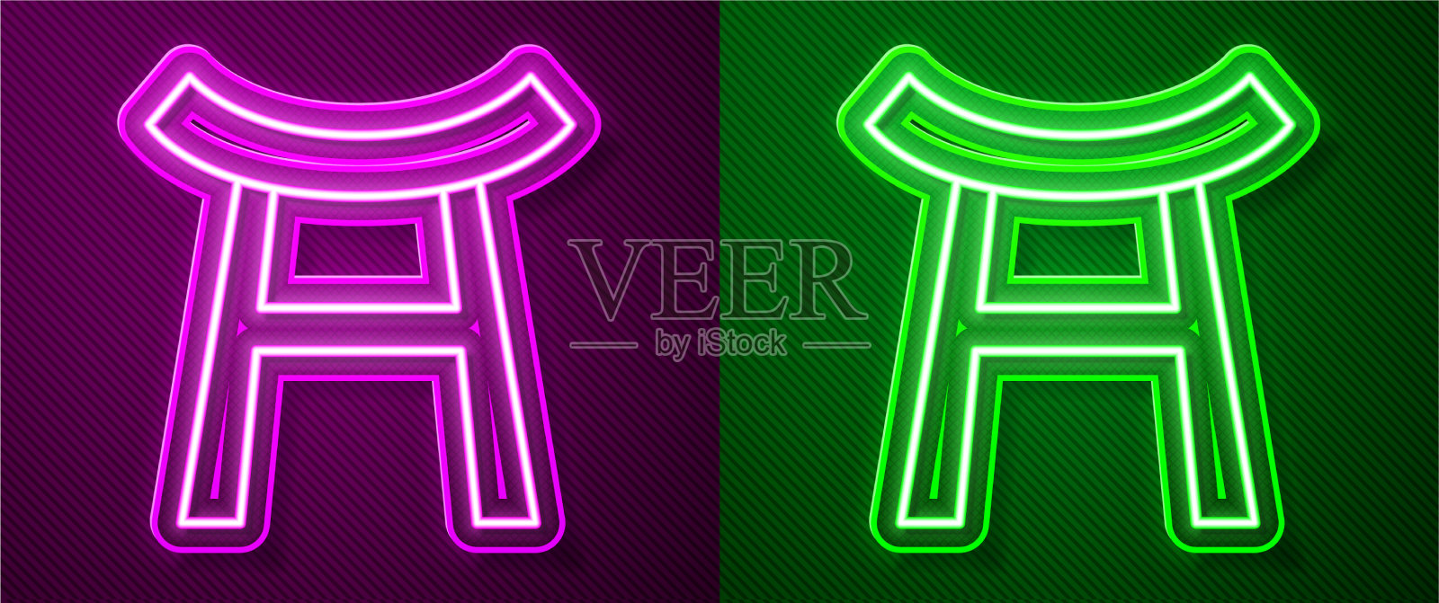 发光的霓虹灯线日本门图标孤立上插画图片素材