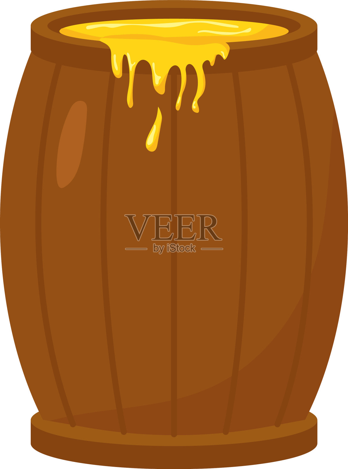 蜂蜜木制的桶插画图片素材