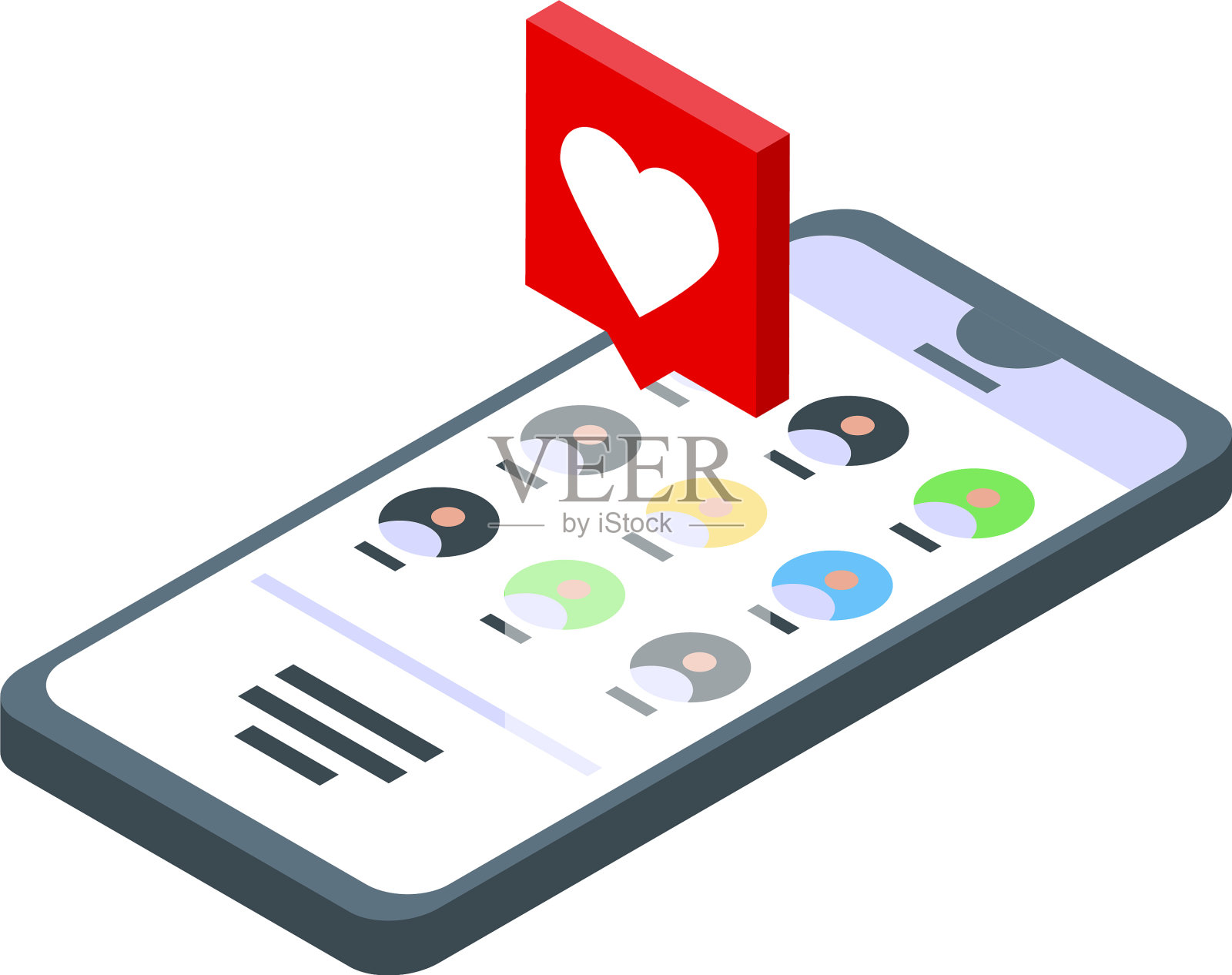 成功的广告手机像图标等距插画图片素材