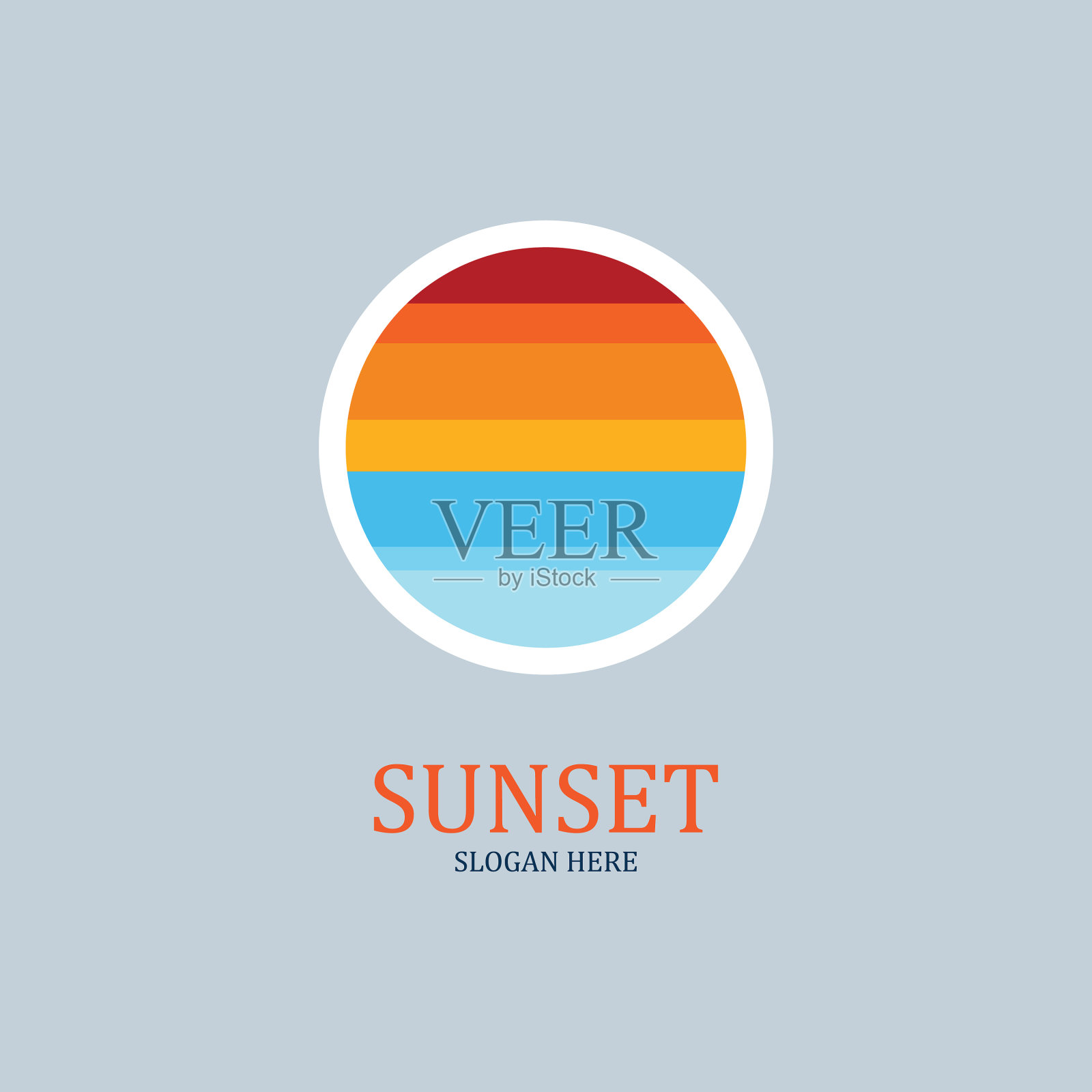 孤立的圆形日落标志图标素材