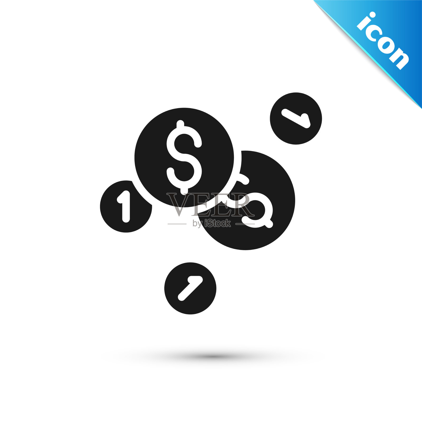 灰色硬币货币与美元符号icon孤立图标素材