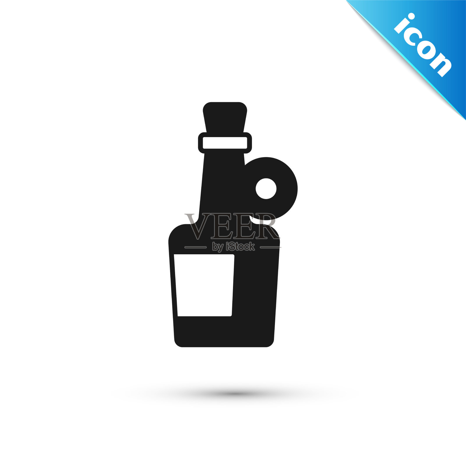 灰色酒精饮料朗姆酒酒瓶图标孤立上插画图片素材