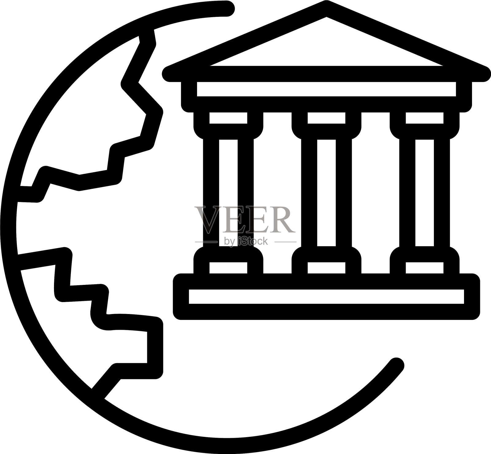 世界银行图标轮廓风格插画图片素材