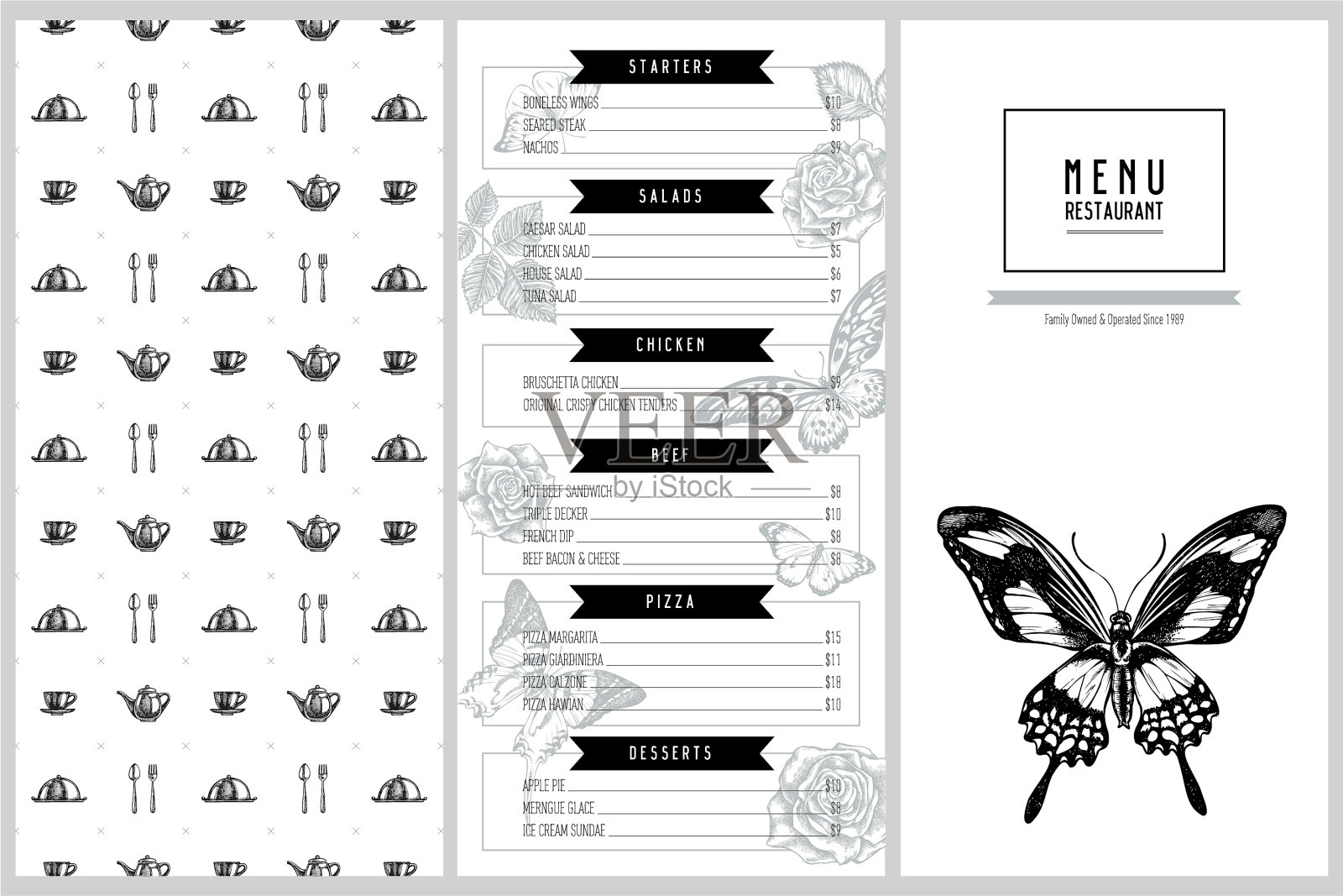 复古菜单设计与巨大的非洲剑尾插画图片素材