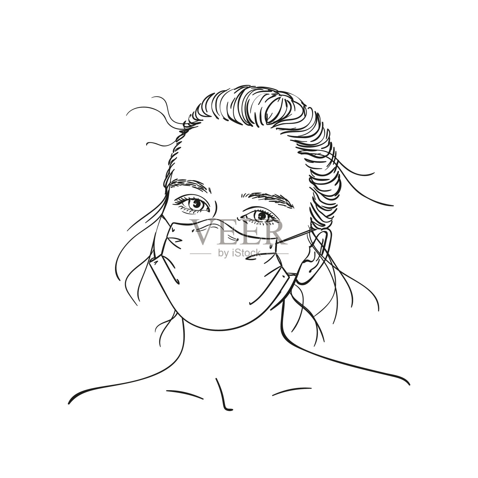 画一个十几岁女孩的肖像设计元素图片