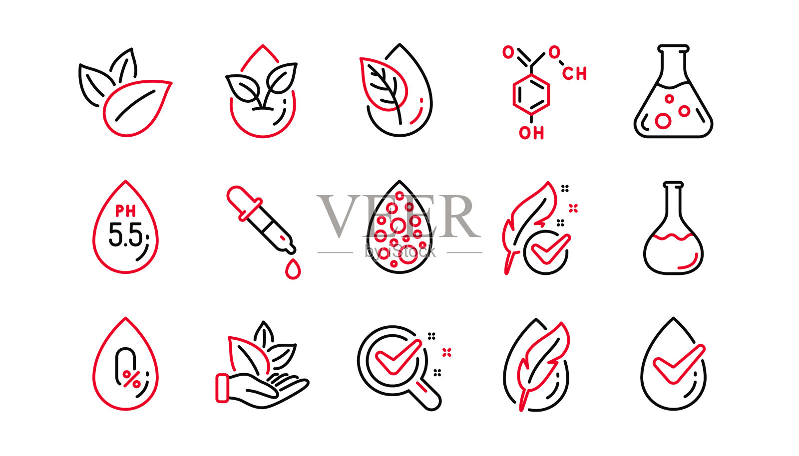 没有人工色彩有机叶线图标插画图片素材
