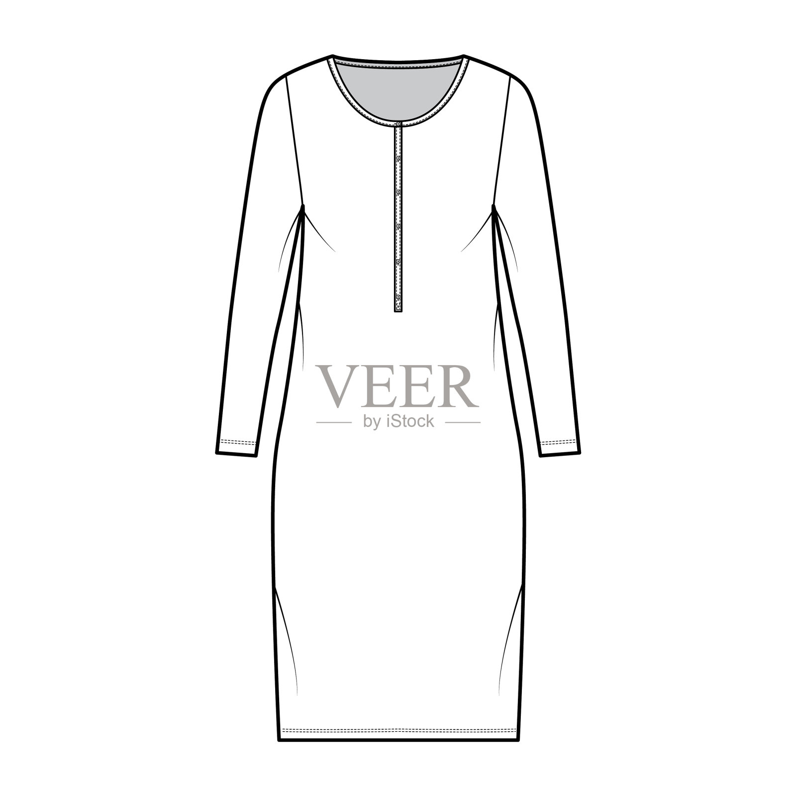 穿着亨利领技术时尚插画图片素材