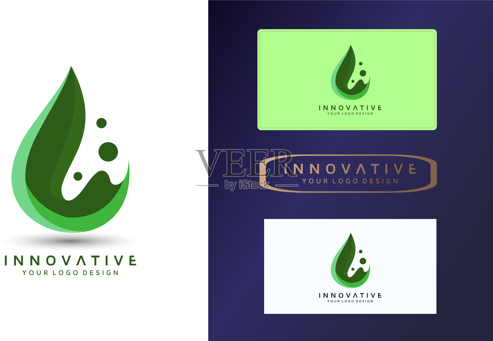 水滴标志设计采用绿色设计插画图片素材