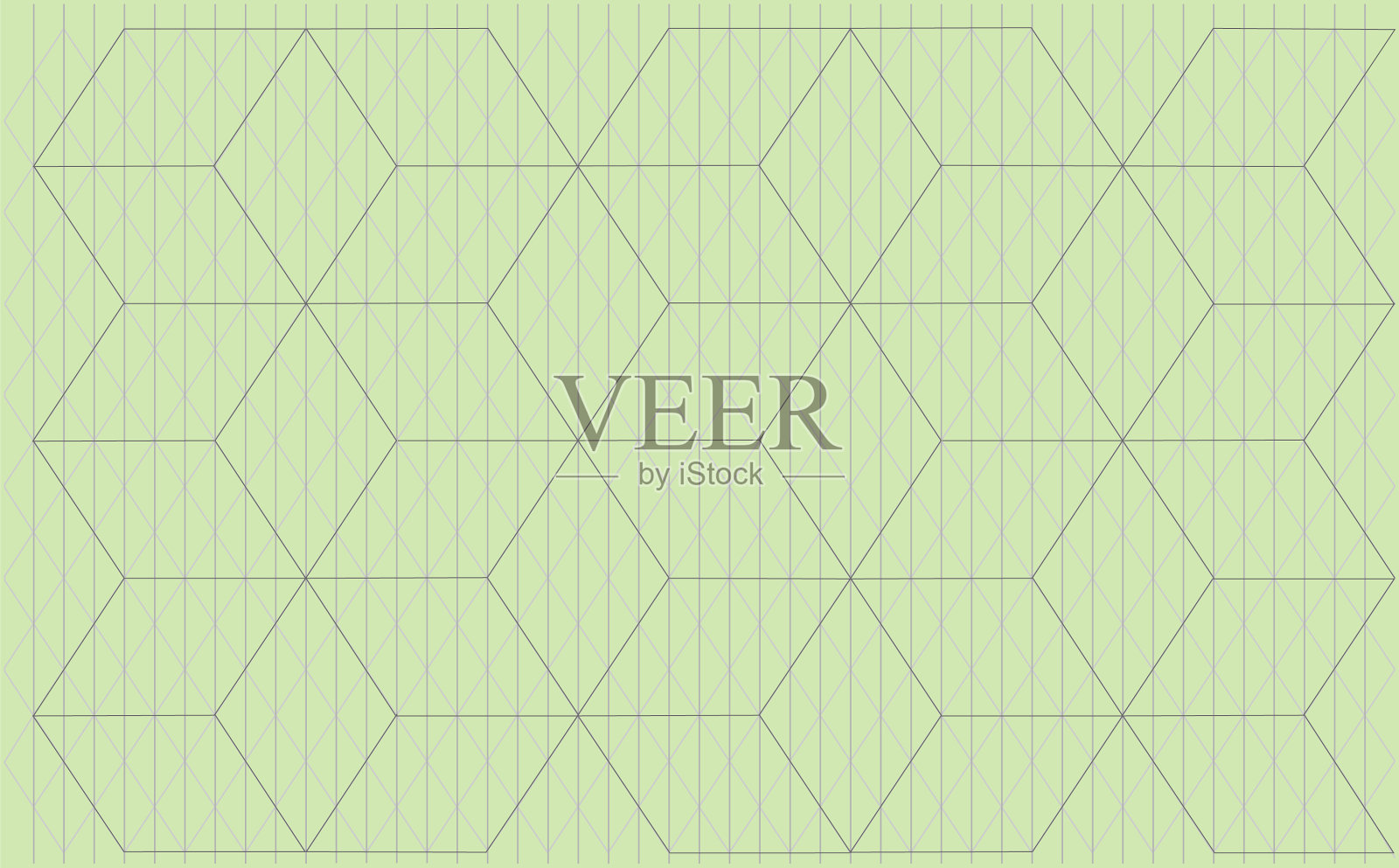 绿色背景上的等距网格线插画图片素材