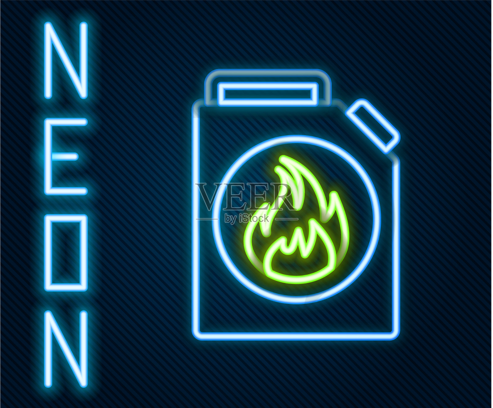 易燃液体用发光氖管筒插画图片素材