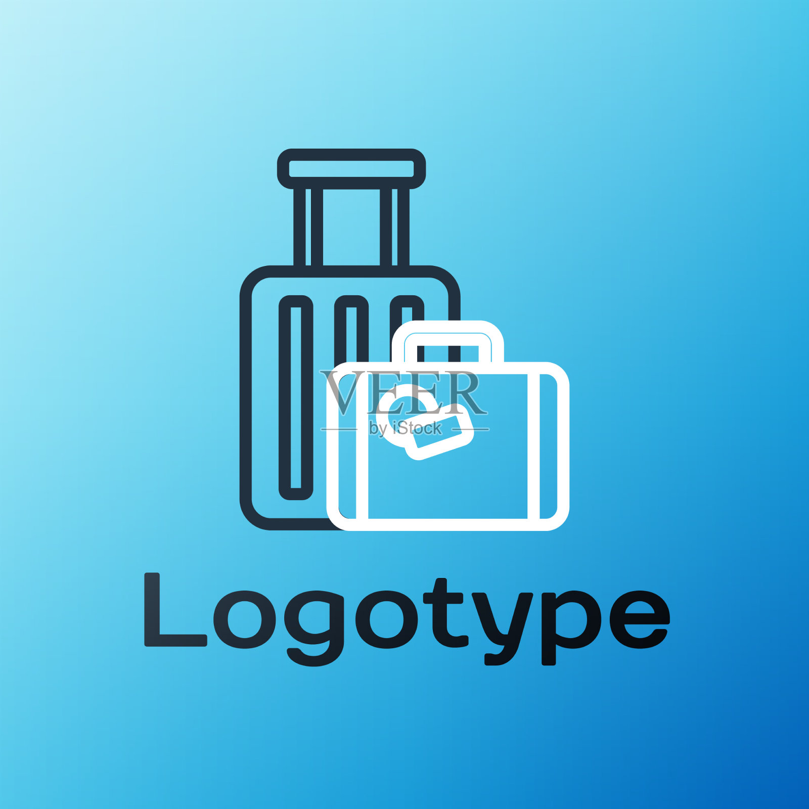 行行李箱为旅行图标孤立在蓝色图标素材