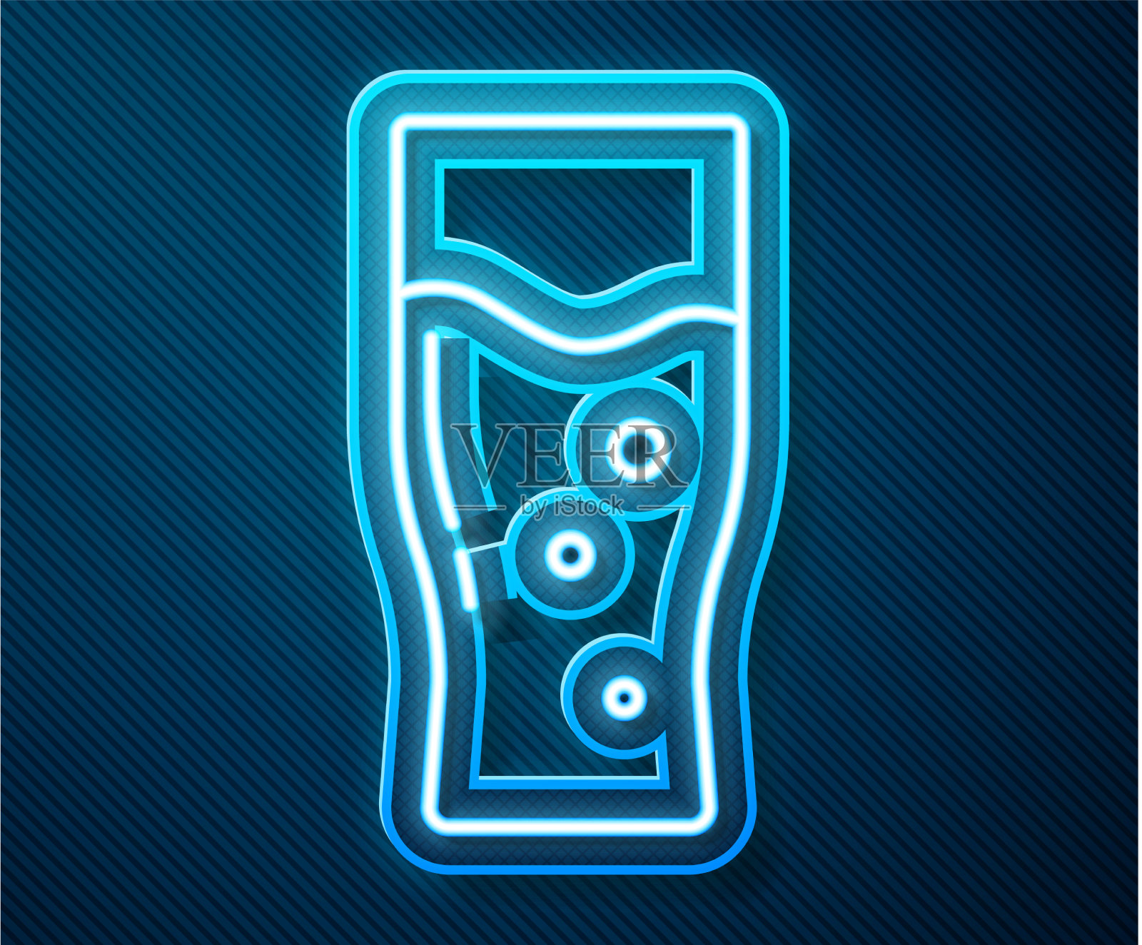 发光的霓虹灯线玻璃啤酒图标孤立上插画图片素材