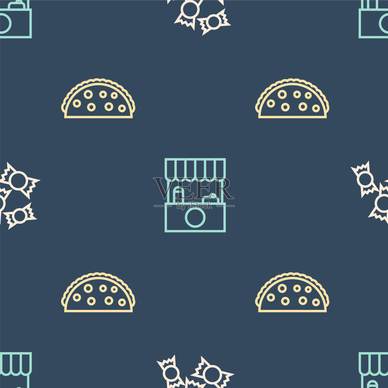 设置糖果玉米饼和街道图标素材