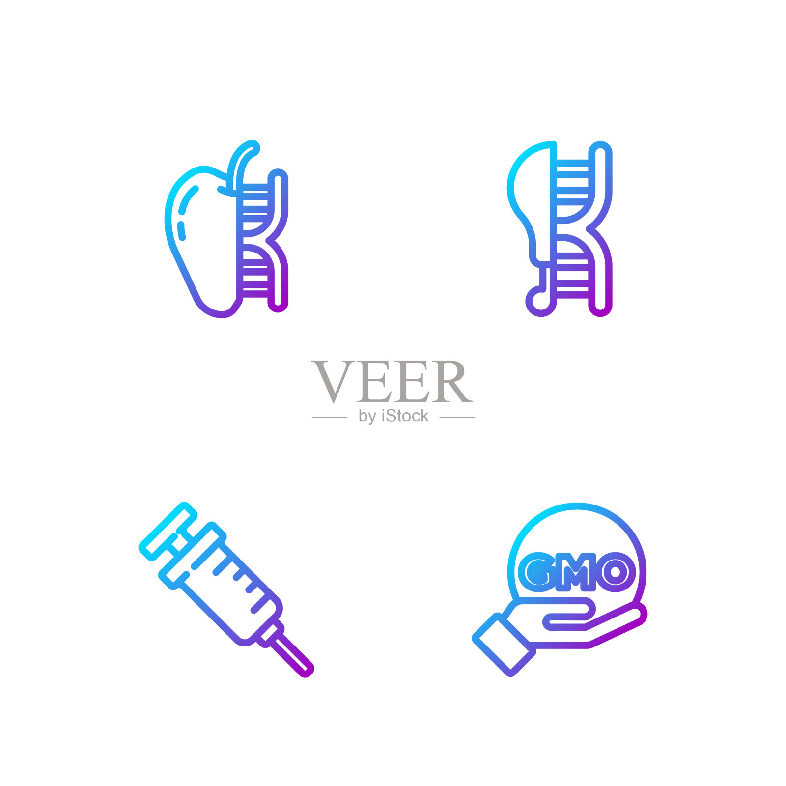 设线转基因注射器转基因苹果图标素材