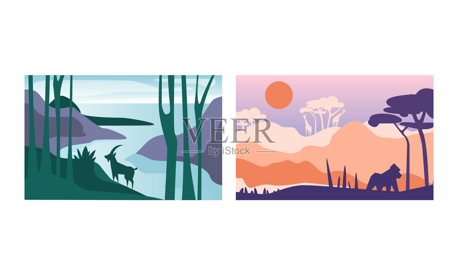 美丽的自然景观集热带风光于一身插画图片素材