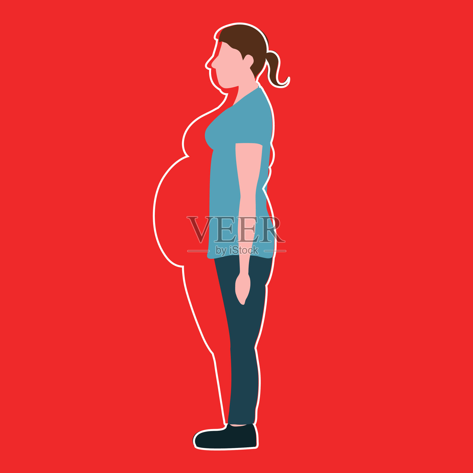 身材瘦削的女人体重很重插画图片素材