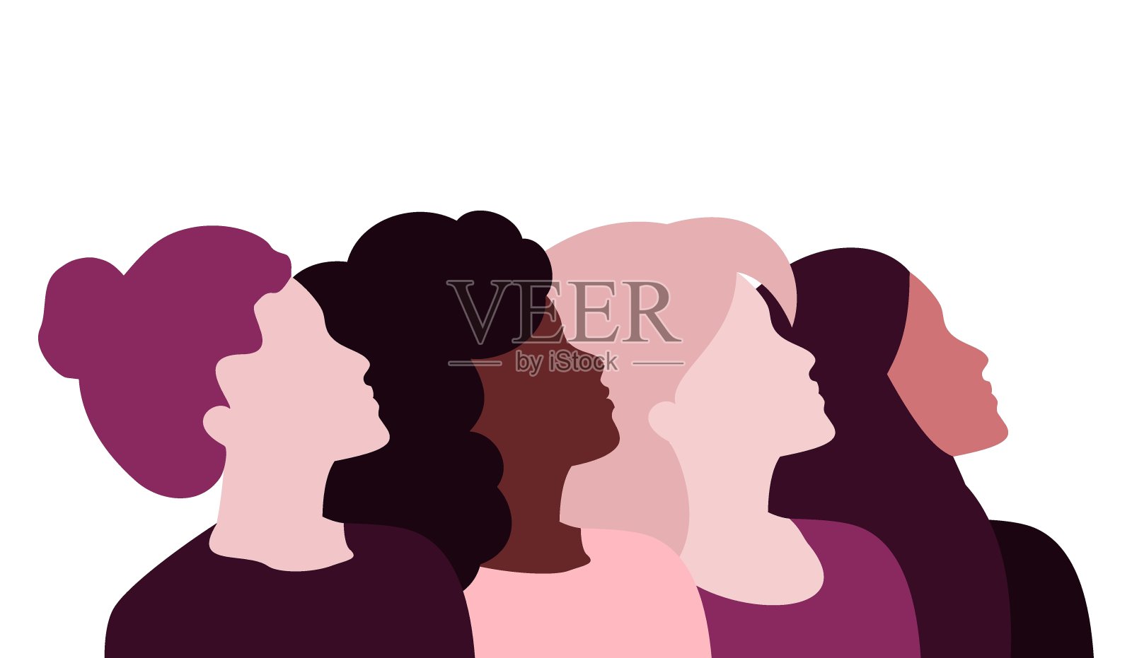 年轻女性抬起了头插画图片素材