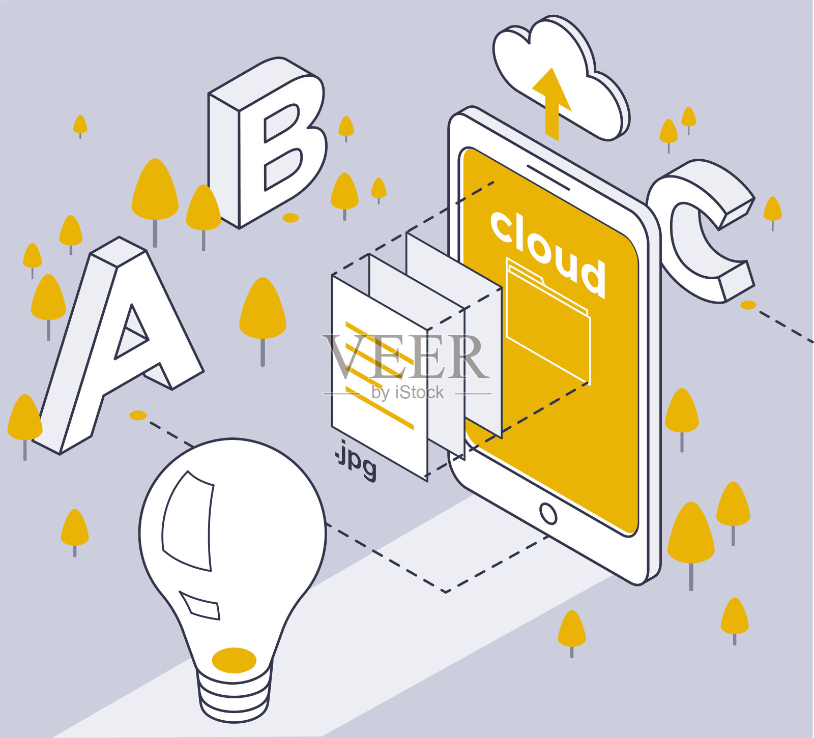 移动数据云插画图片素材