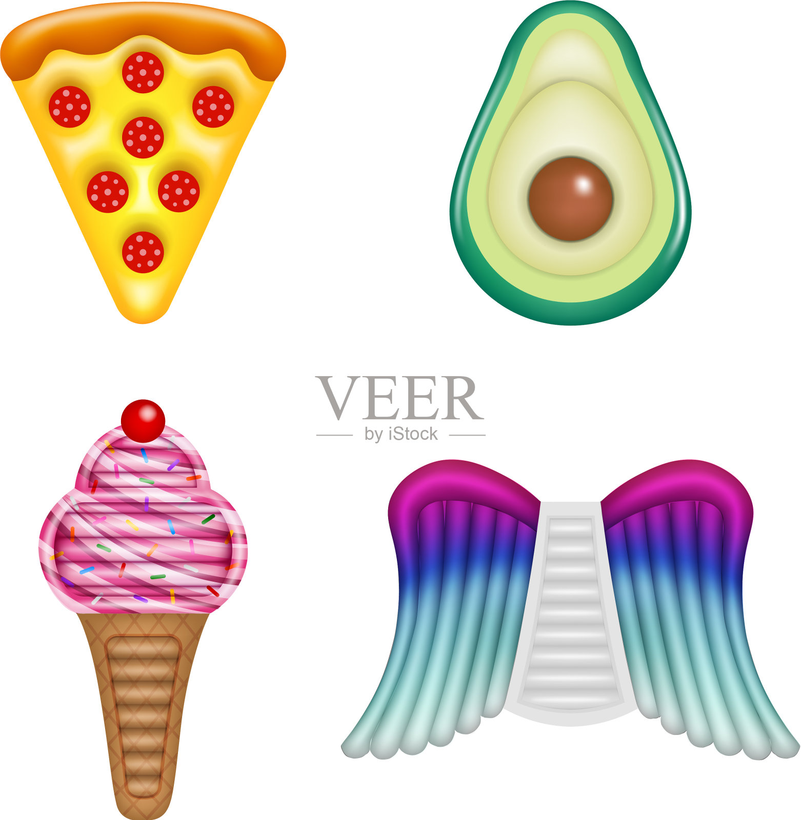 设置彩色充气床垫插画图片素材