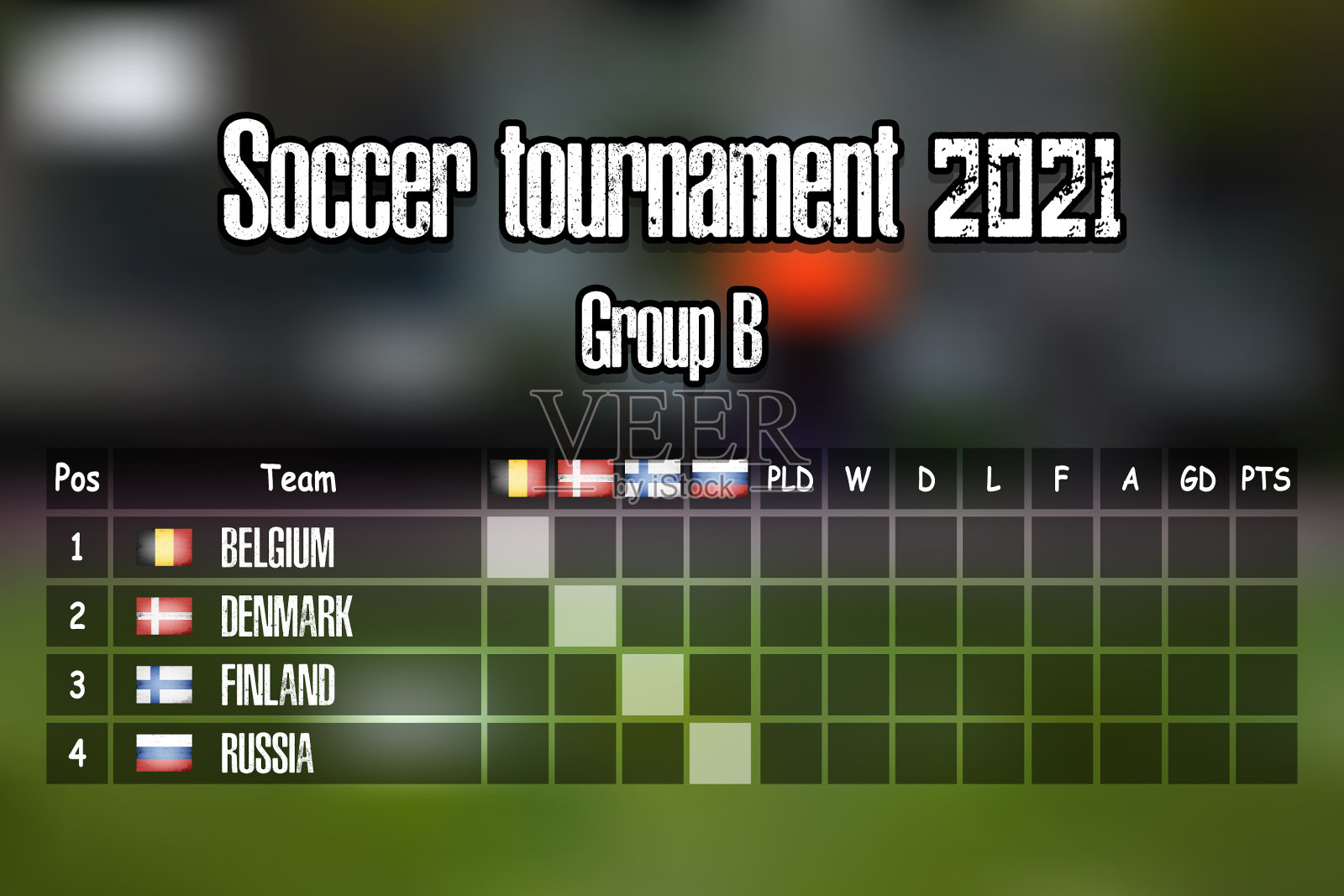 2021年足球锦标赛排名b组插画图片素材