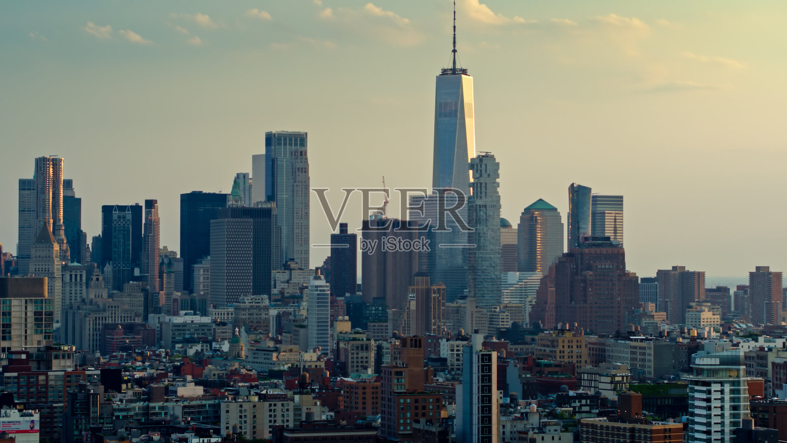 黄昏俯瞰曼哈顿下城照片摄影图片