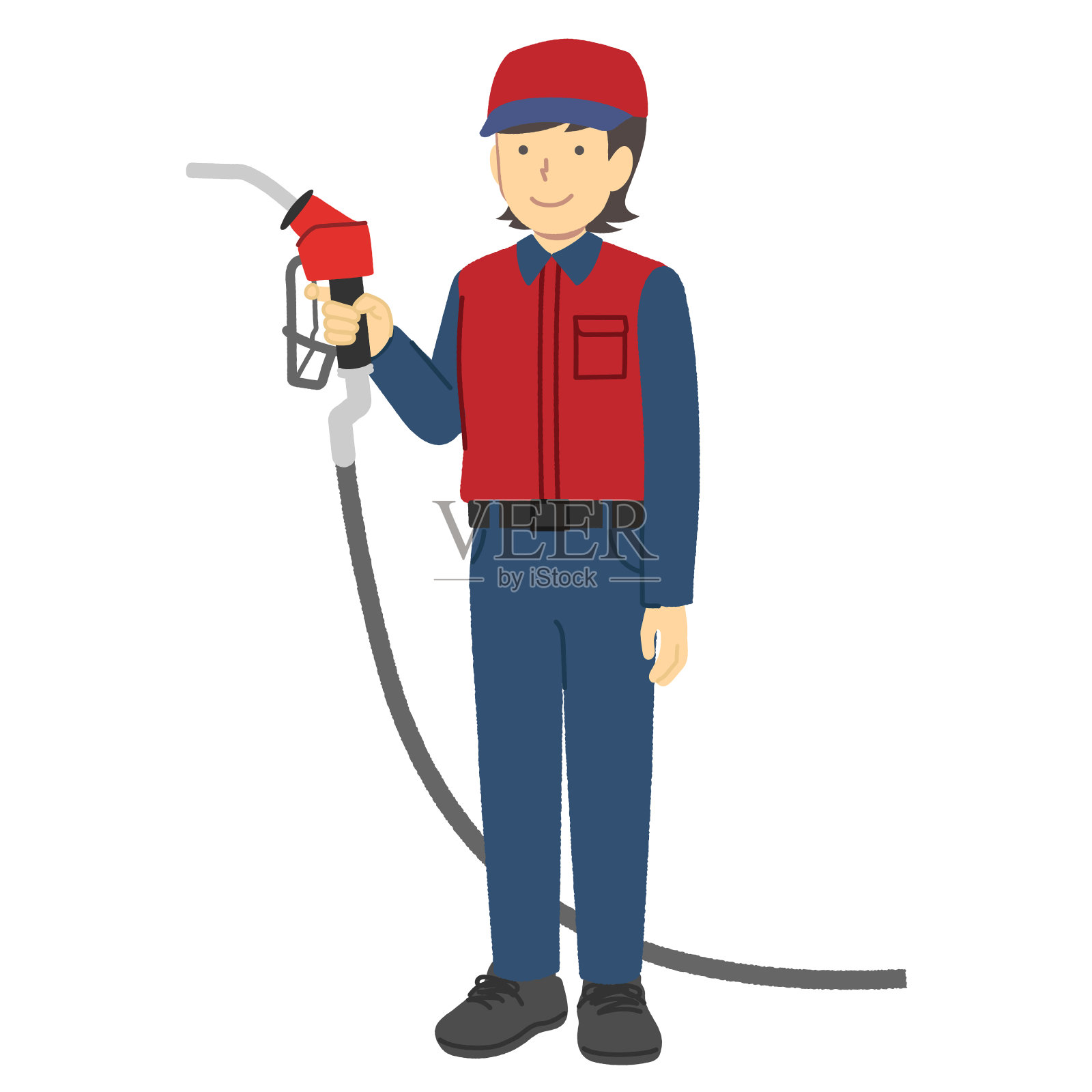 加油站的女职员插画图片素材