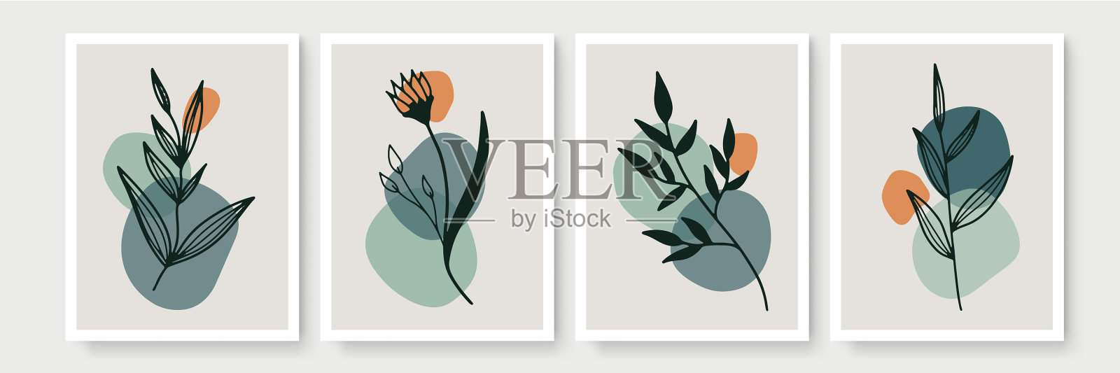 背景海报在最小的波西米亚风格与热带插画图片素材