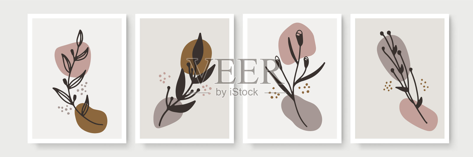 背景海报在最小的波西米亚风格与热带插画图片素材