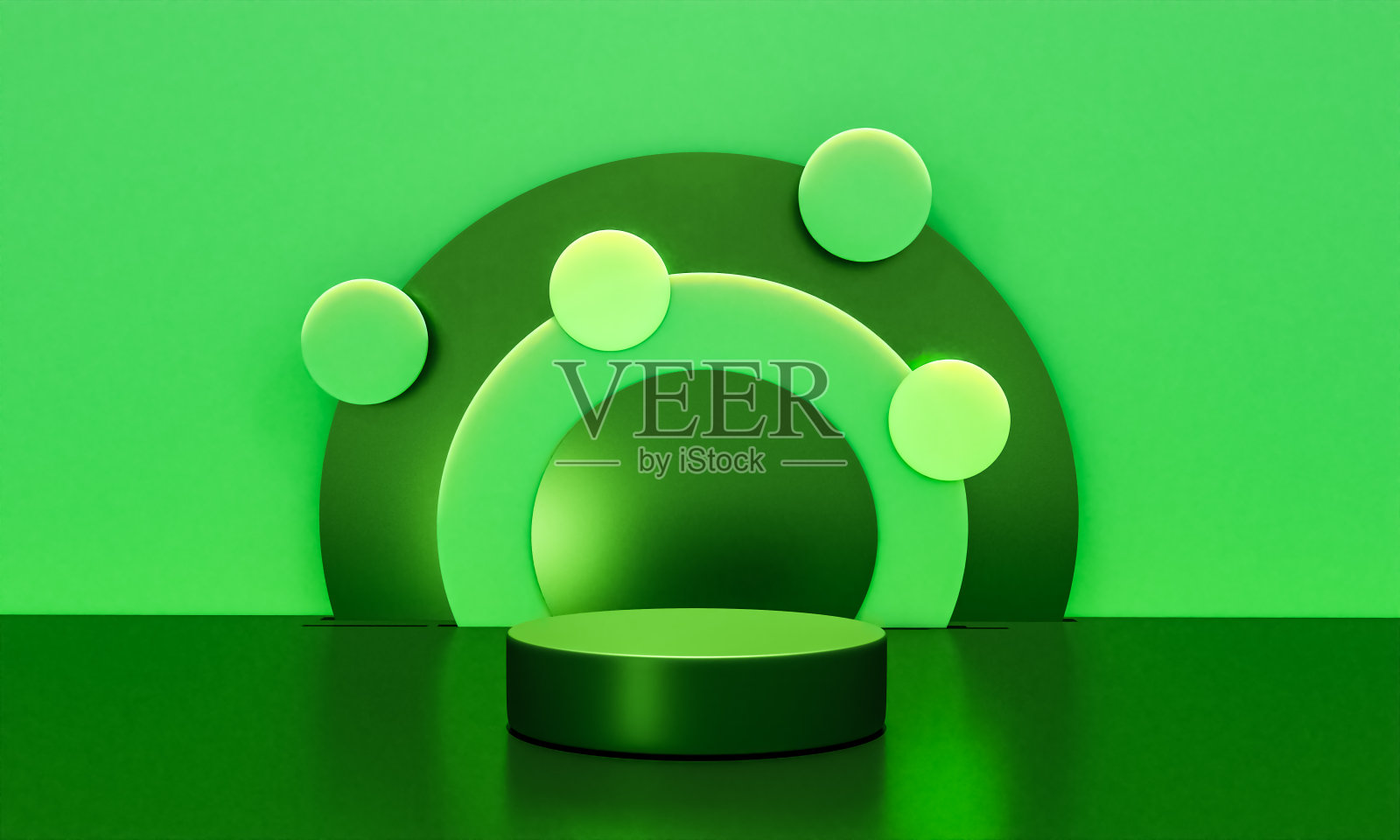 场景与绿色讲台模拟呈现极简风格与复制空间，3d渲染抽象的背景设计照片摄影图片