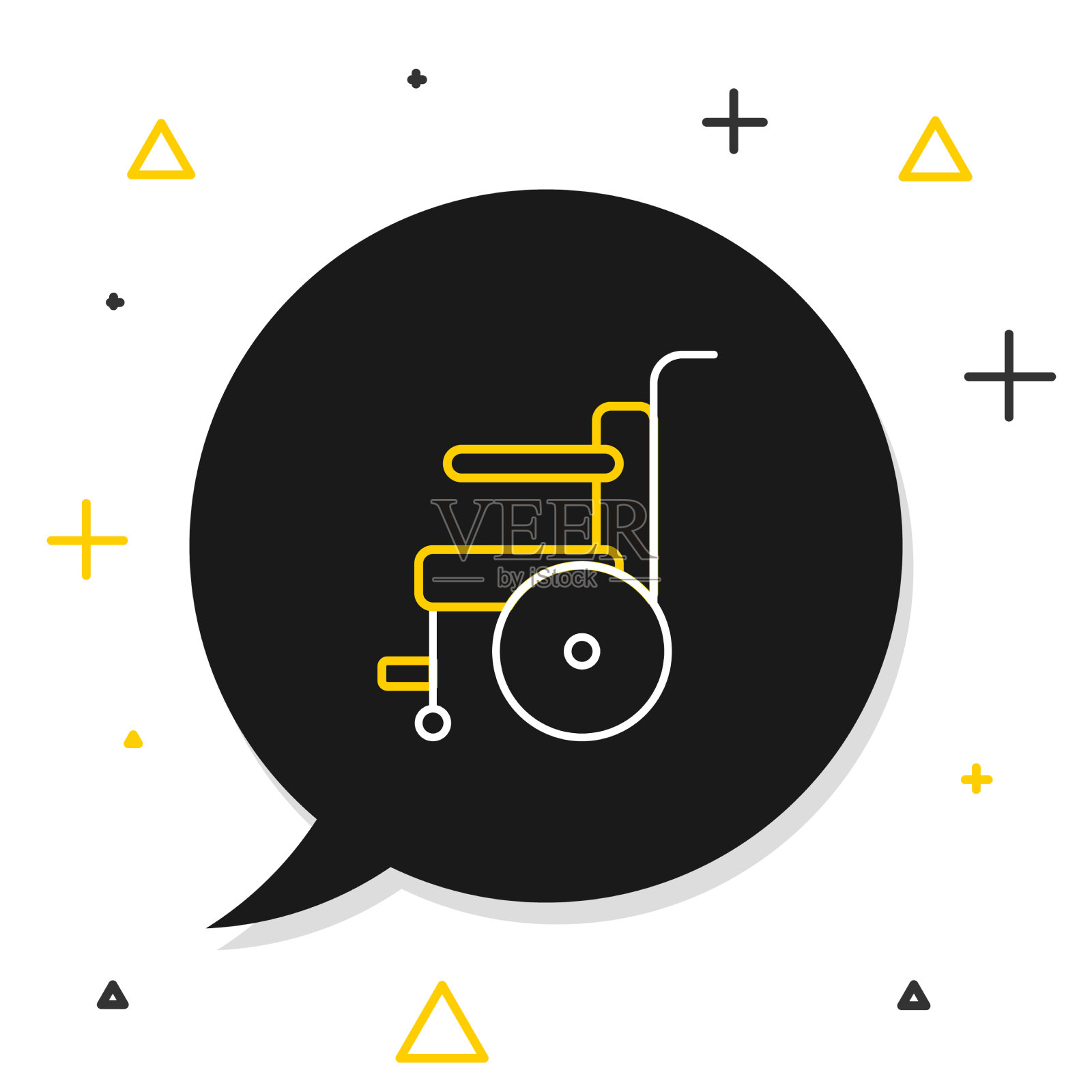 行轮椅为残疾人图标隔离插画图片素材