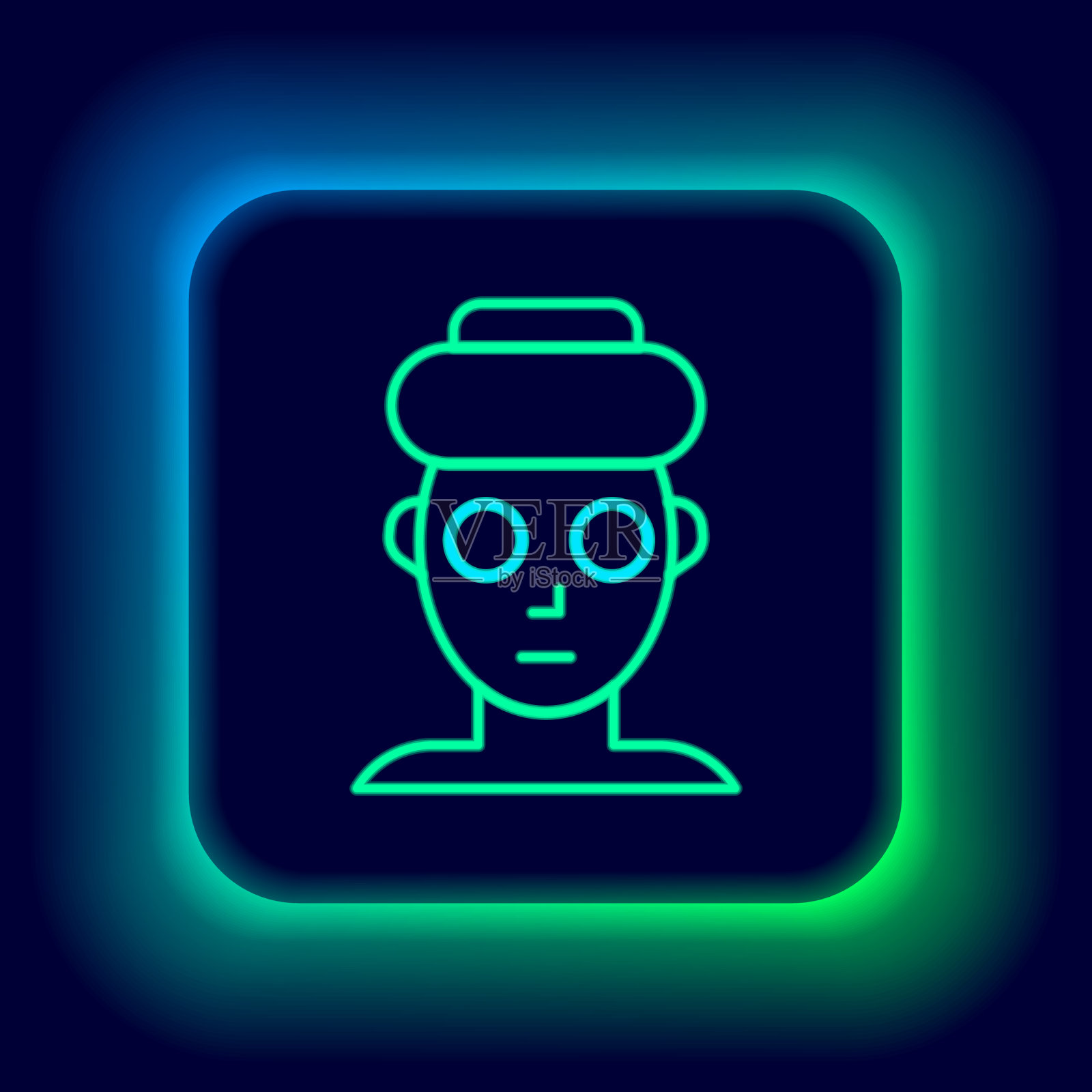 霓虹灯线面部化妆面膜图标插画图片素材